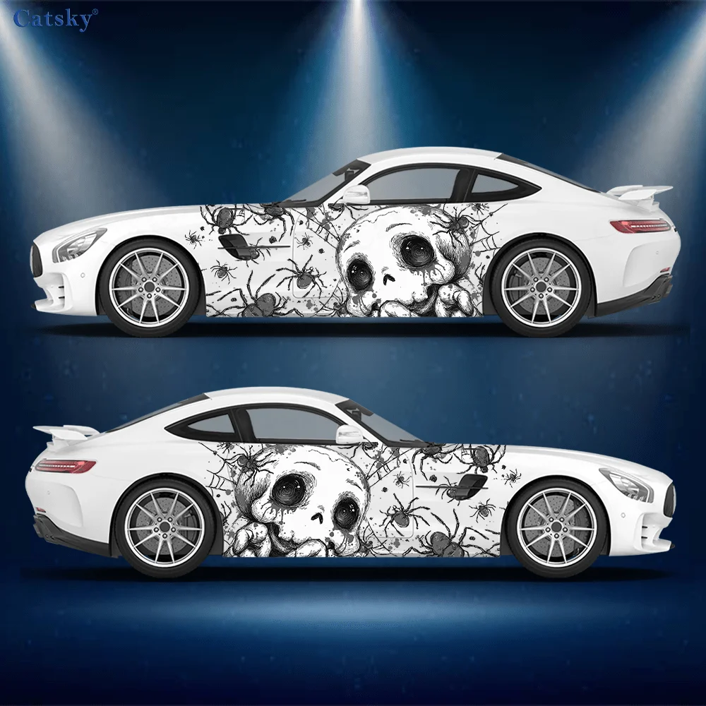 Cartoon big-eyed skull and spider splatter sticker, durable, fade-proof, easy to install and remove - enhance the beauty of your