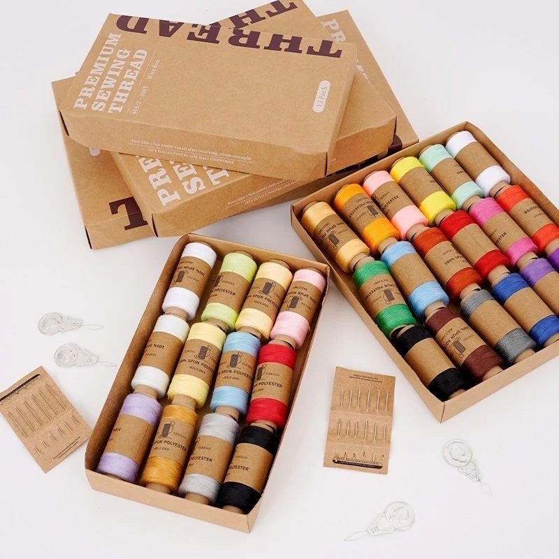 

12/18/24 Color Sewing Thread 402 Cowhide Paper Box Sewing Machine Needle Box Home DIY Cross Stitch Hand Sewing Needle Box