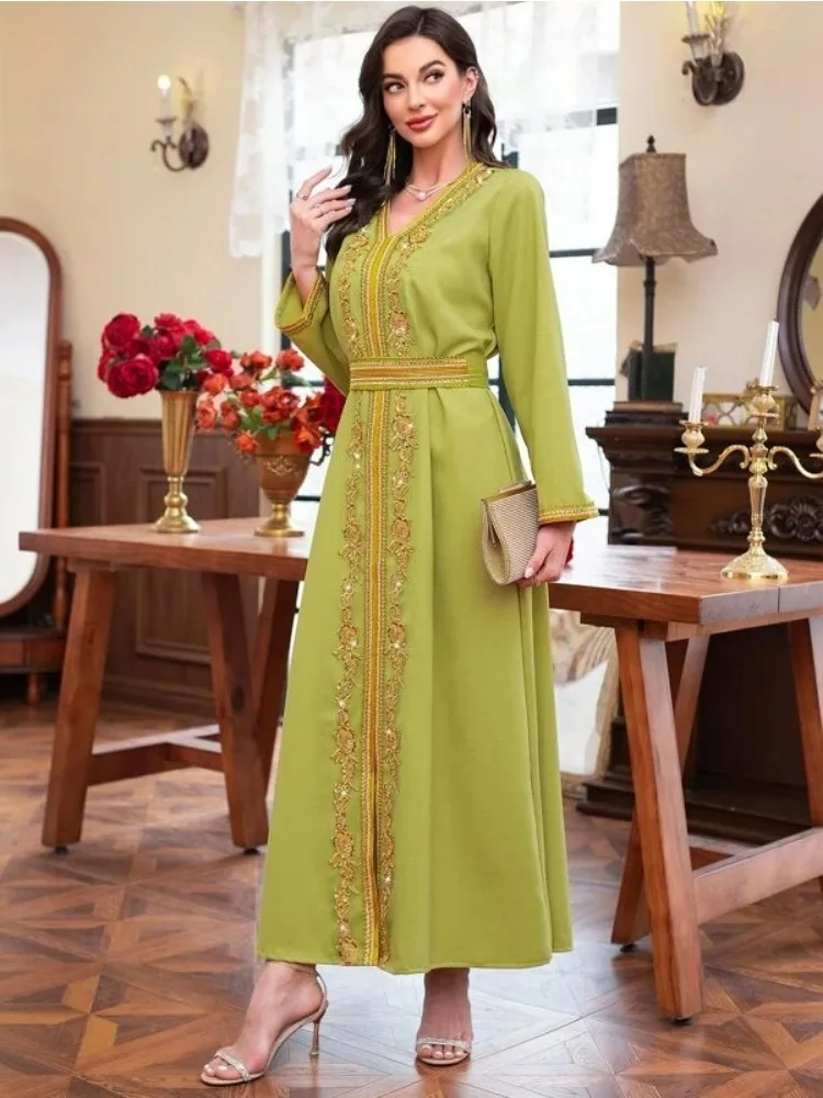 Eid Party Abaya Dress for Women Arab Muslim Morocco Caftan Robe Abayas Diamond Long Dresses Robe Woman Elbise Ramadan Vestidos