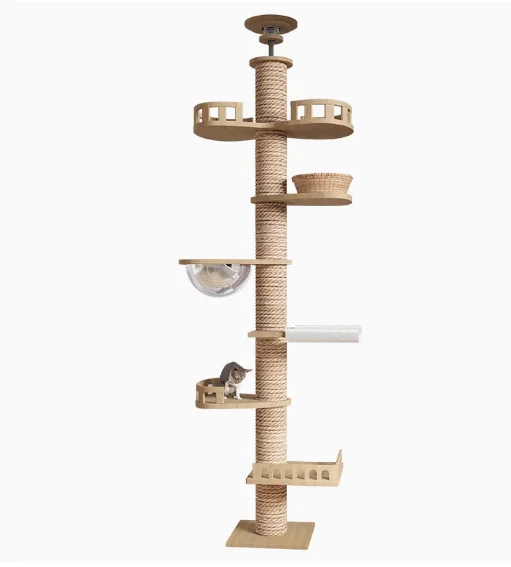 

PVC Standing Cat Climbing Frame Solid Wood Cats Nest Multifunctional Cat House Multi-Story Cat Tree House
