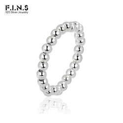 F.I.N.S Minimalist Elastic Rope Transfer Beads S990 Sterling Silver Ring Adjustable Finger Ring Stackable Beadwork Rings