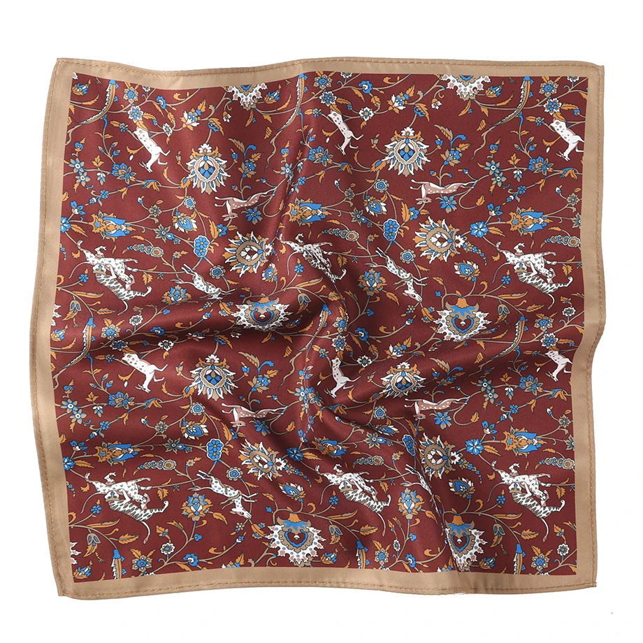 Sastre Smith-pañuelos de punto con estampado de Cachemira para hombre, pañuelos de boda cuadrados con bolsillos florales, color rojo y caqui, regalo de negocios para él