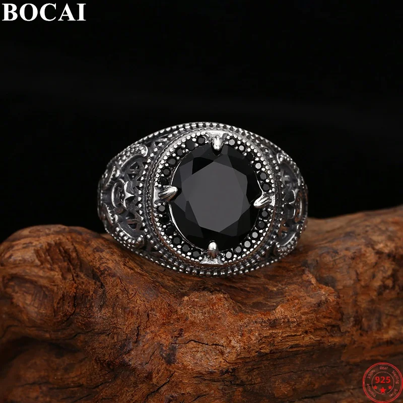 bocai-s925-sterling-silver-rings-for-men-retro-star-moon-pattern-inlaid-black-agate-punk-fashion-vintage-jewelry-wholesale