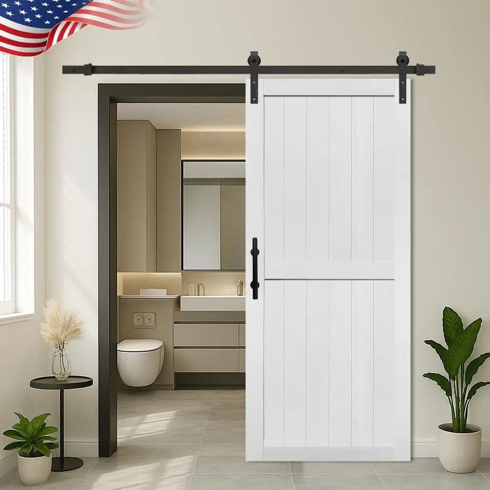 

6.6FT Sliding Door Kit for 36x84in MDF Barn Door, Waterproof PVC Cover, Easy Assembly