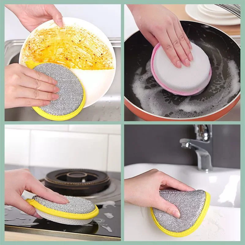 

Double Side Dishwashing Sponge- Household Cleaning Tools Kitchen Tableware Dish Washing Brush