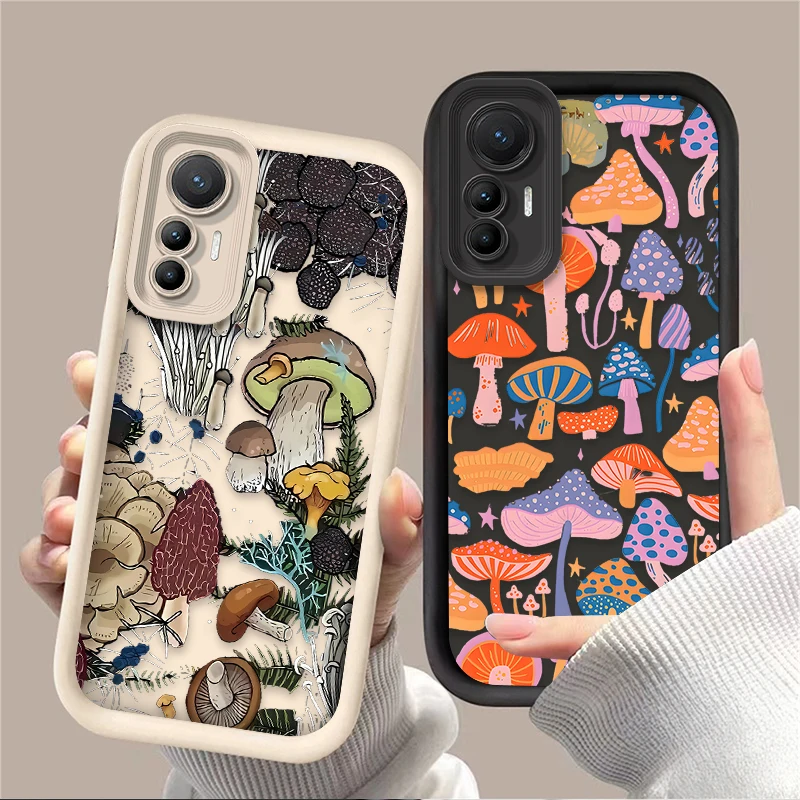 Luxury Colorful Mushroom Case for Xiaomi 14T 13T 12T 11T 13 12 11 Lite 5G NE POCO X6 X5 F6 F5 F3 X4 GT X3 NFC M5S C65 M6 Pro