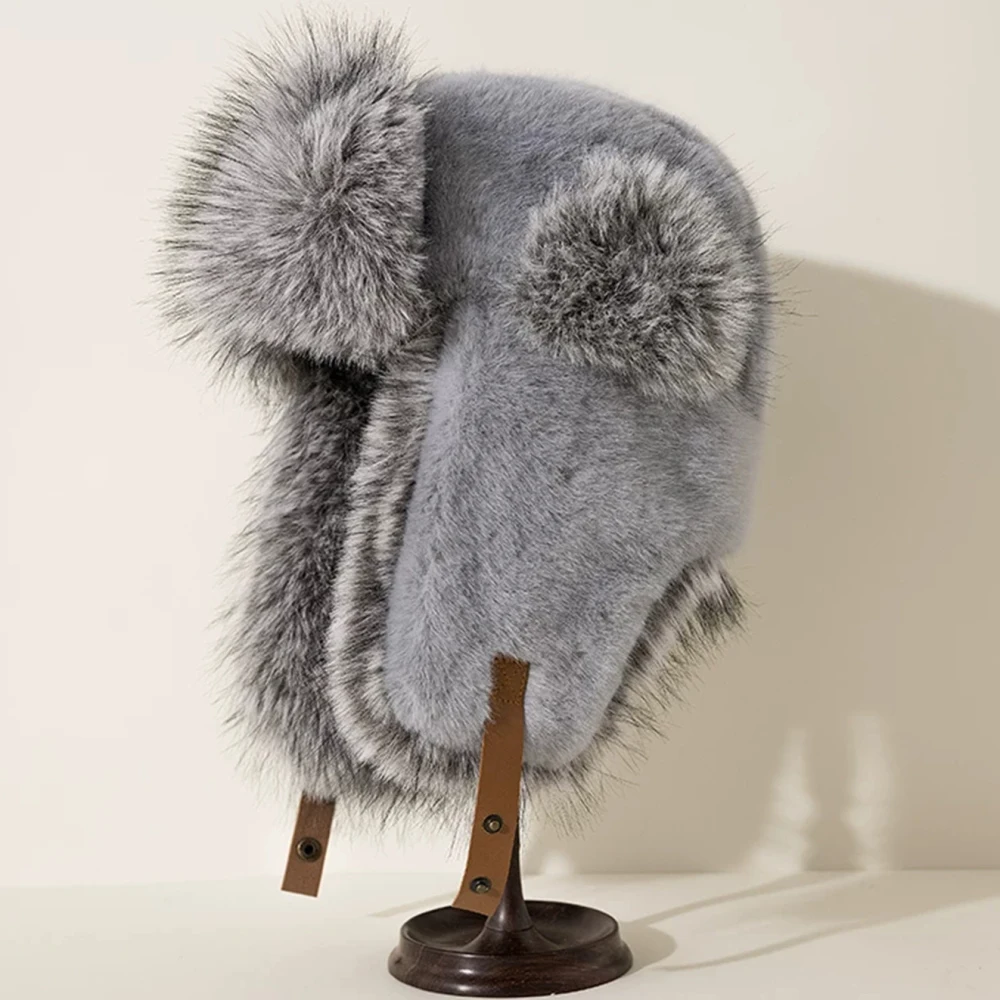 HT4990 Cappelli bomber Cappelli di pelliccia invernali spessi e caldi per uomo Donna Uomo Donna Snow Ski Trapper Berretto con paraorecchie Soffice cappello russo Colbacco