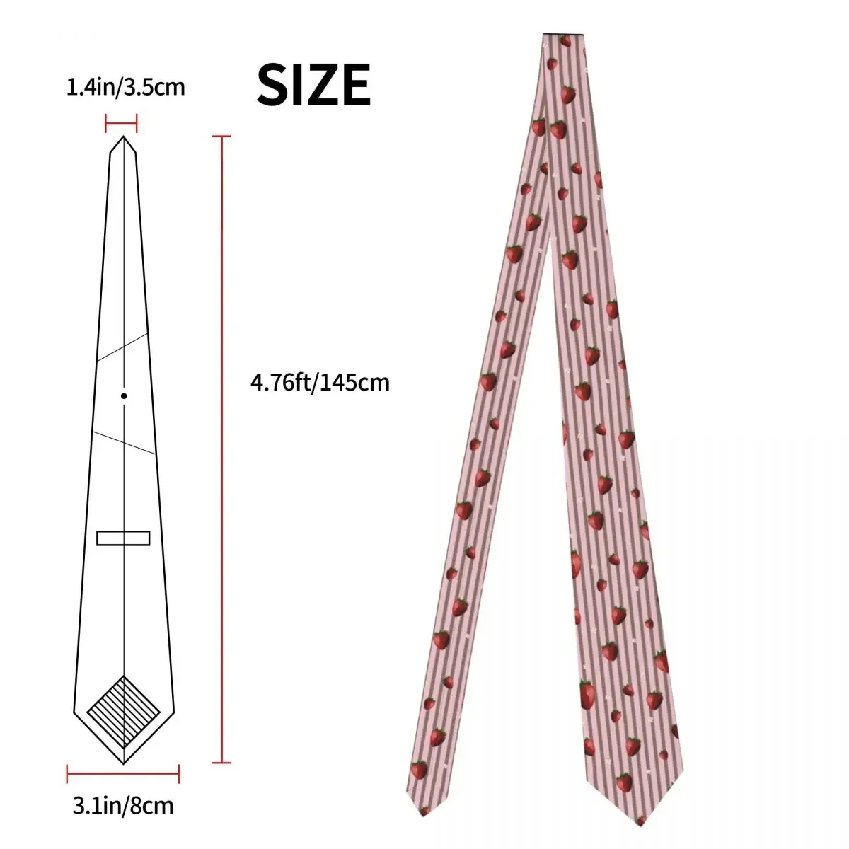 Tie For Men Formal Skinny Neckties Classic Men's Cute Strawberries And Stripes Wedding Tie Gentleman Narrow