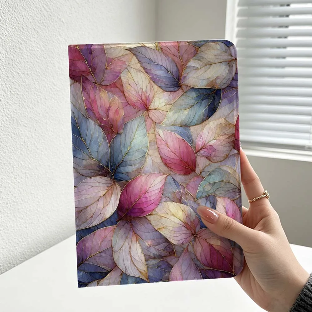 Luxurious Colorful Leaf Print Cover For iPad Pro Air mini 7 6 5 4 3 2 1 9gen M5 M4 11th 10th A17 Pro A16 Soft Inch Tablet Case
