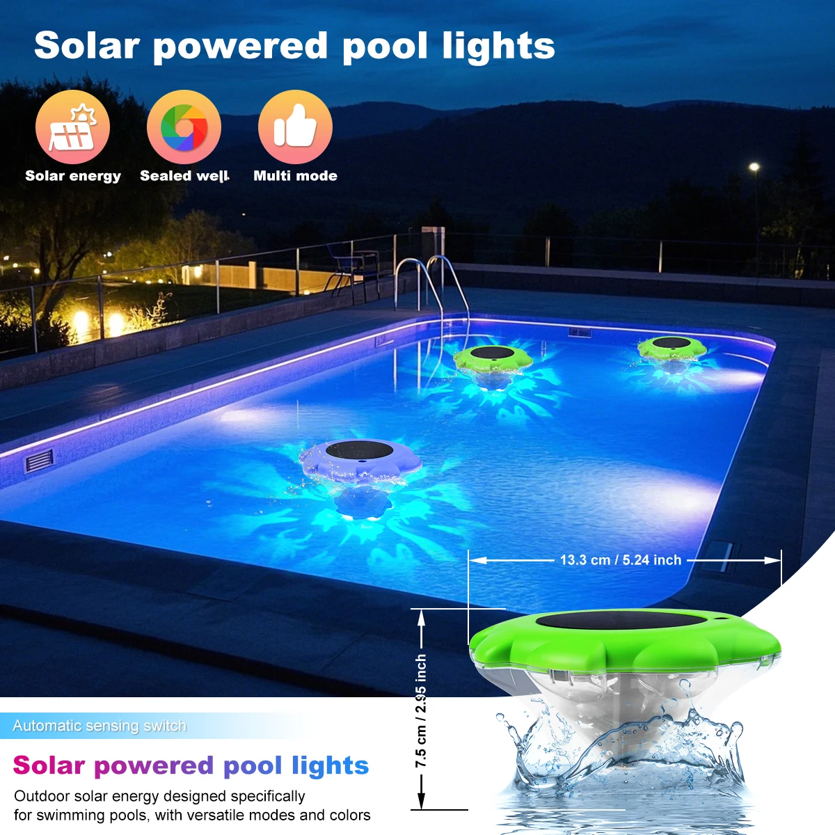 1 قطعة RGB أضواء حمامات السباحة الشمسية IP68 مقاوم للماء ميزة المياه ضوء فوق الأرض مصباح حمام السباحة لحمام السباحة أحواض الاستحمام حفلة السمك