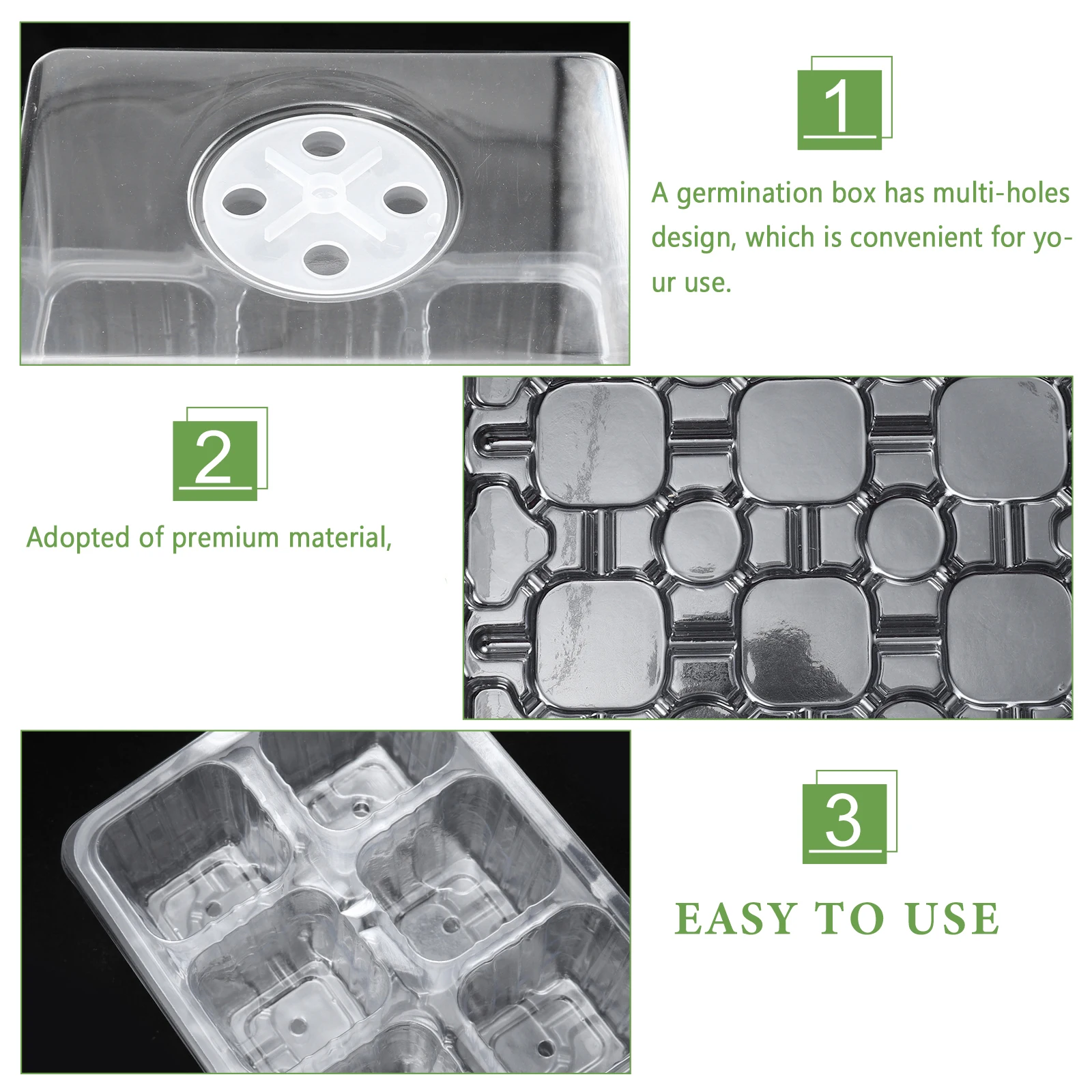 

3pcs Planting Box Germination Nursery Box Seedling Starter Tray Garden Flower Growth Plastic Waterproof Corrosion Resistant
