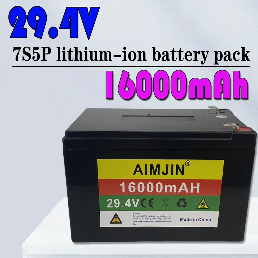 

24V 7S5P 29,4V 16000mAh Battery Pack High Power 18650 Lithium Ion with BMS for Various Tools,2A charger