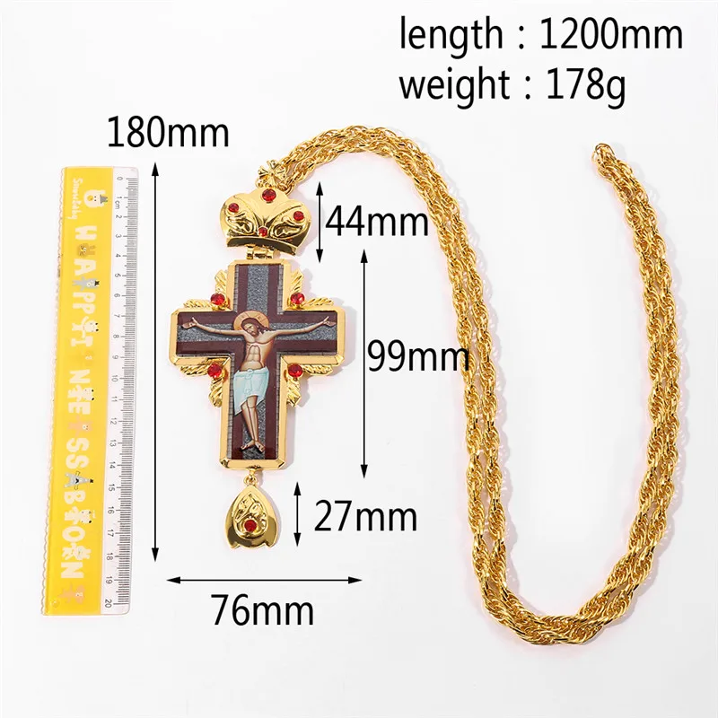 Croce pettorale in oro chiesa cristiana colden sacerdote crocifisso regalo battesimo emisso icone religiose pendente pendente collane lunghe