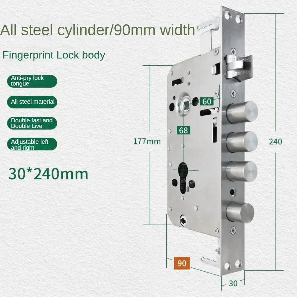 Fingerprint lock body,  double active stainless steel intelligent lock, Security and anti-theft door, wooden for door lock