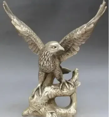 China Silver Handwork Carving Flying Eagle Eagles Hawk Hawks Beast Animal Statue