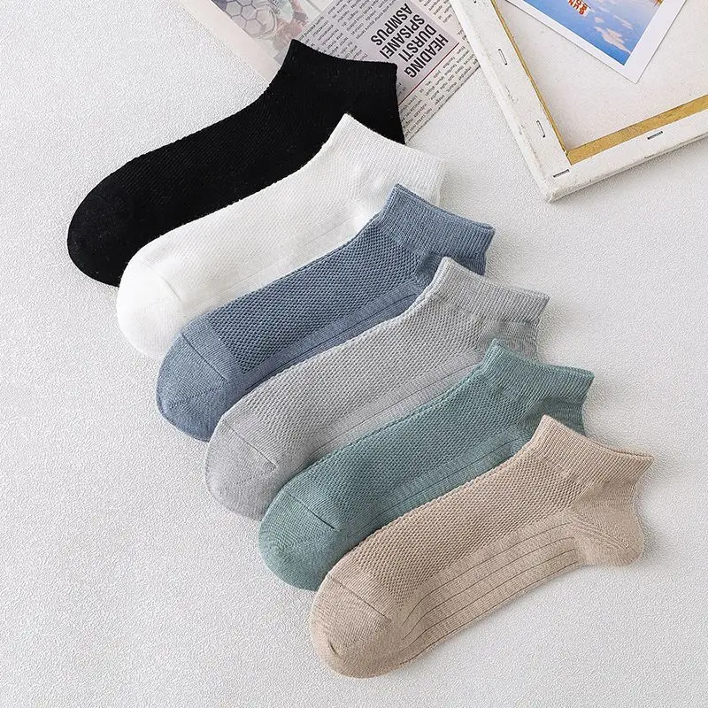 Men's Socks Regular Style Short Tube Ankle Wrap Mesh Stockings Summer Solid Color Classic Business Affairs Motion Breathe Freely