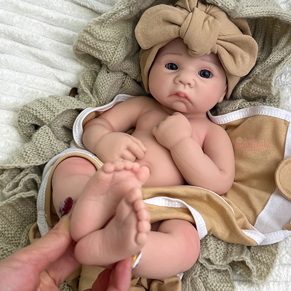 Soft 39cm Silicone Reborn Doll Boy with Sparking Bright Eyes Soft Body Newborn Baby for Birthday Gifts Photo Props