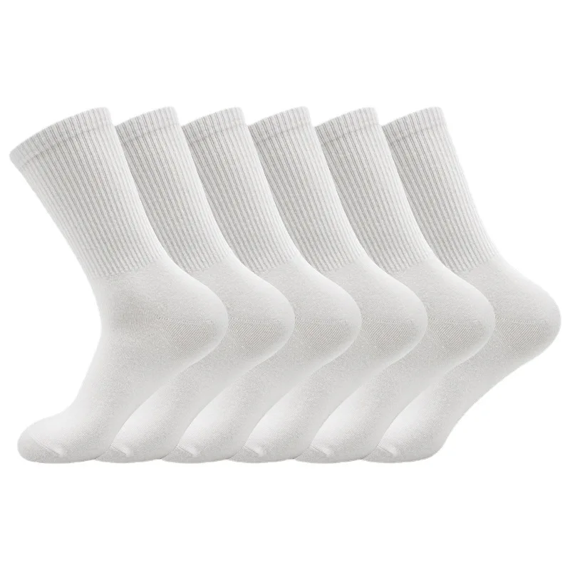 Spring and summer men\'s and women\'s socks casual long elastic solid color cotton socks summer combed cotton white mid-tube socks