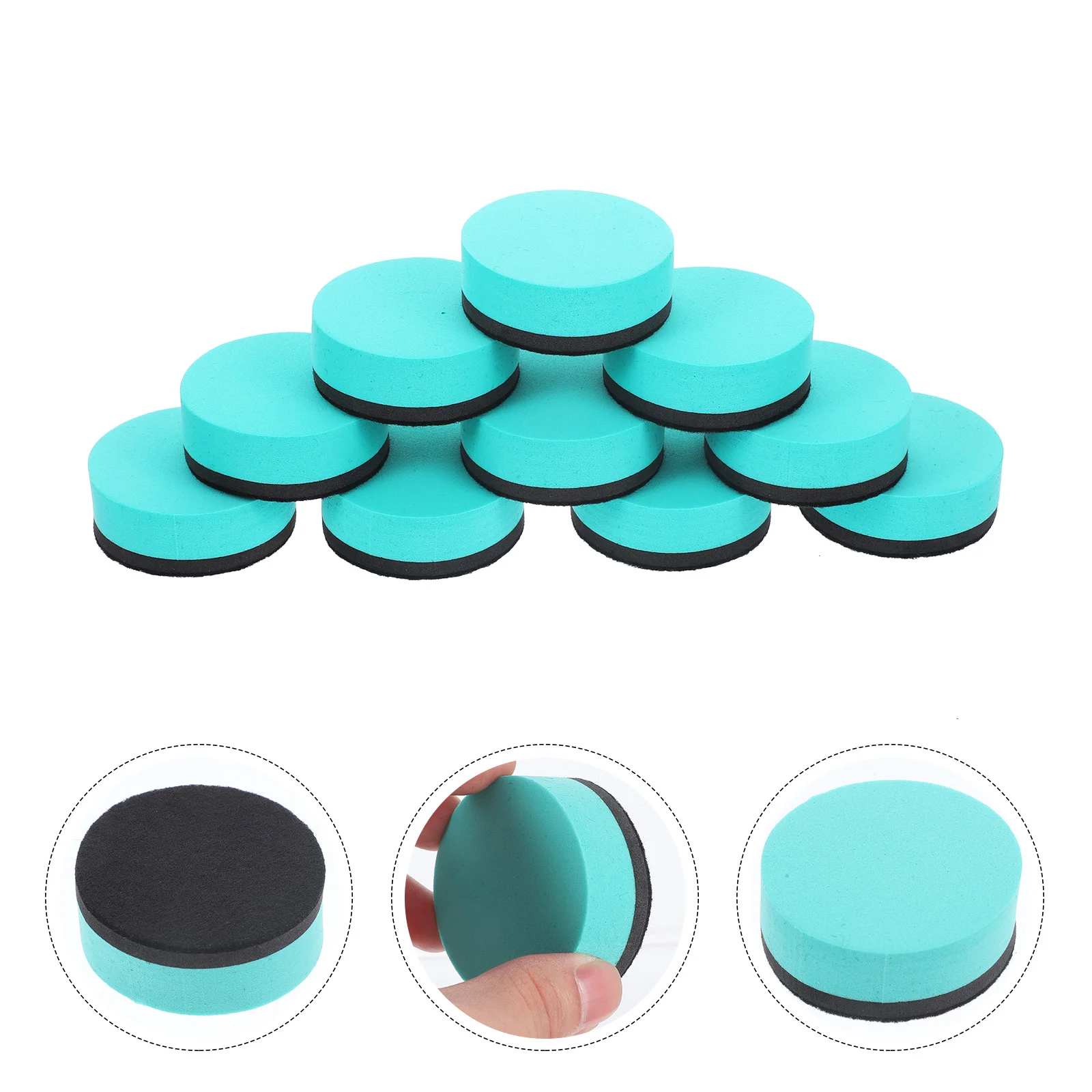 30 Pcs Kids Erasers Whiteboard Magnetic Eva Felt Cloth Color Round Small 1 Set/30pcs (green) Lightweight Dry Office