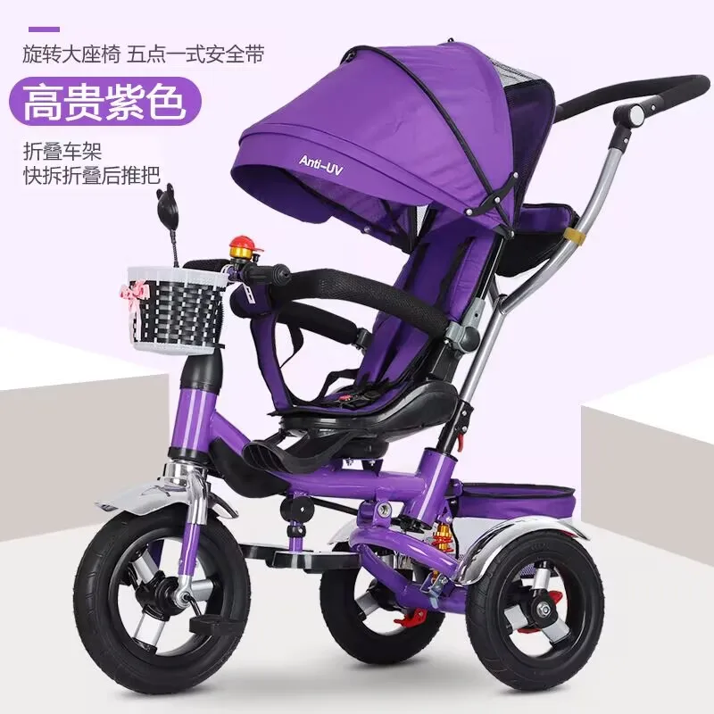 Swivel Seat Baby Tricycle Stroller 4 in 1 Shockproof Removable Folding Baby Children Tricycle Bicycle Bike  Pram Bike