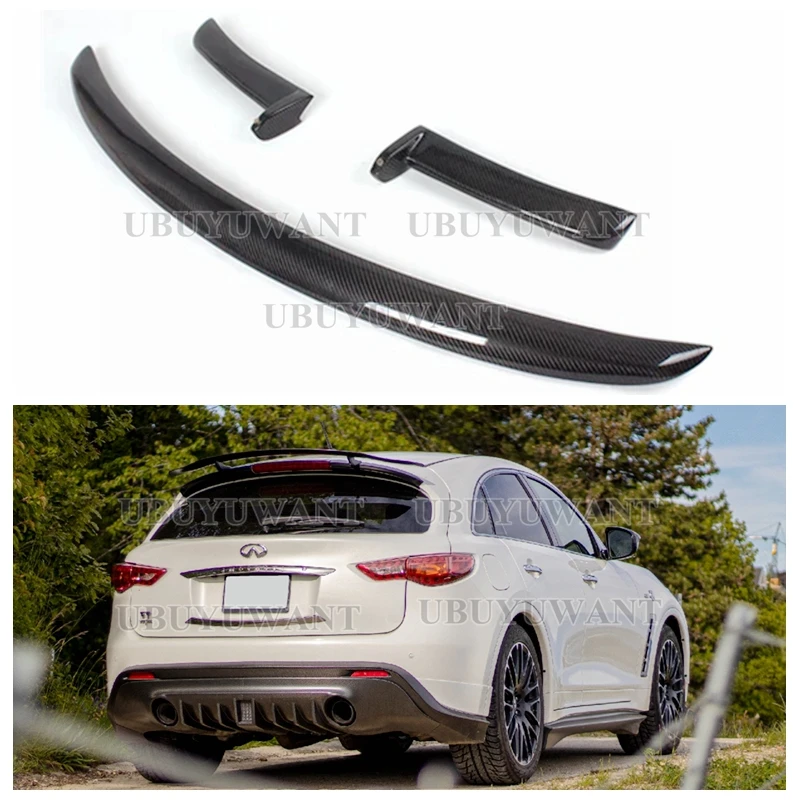 For Infiniti FX35 FX38 2009-2013 FX 35 37 50 Carbon Fiber Spoiler Glossy Finish Rear Wing Lip Splitter Lip Drift Trim Bodykits