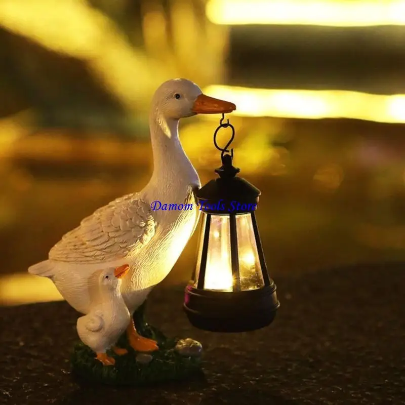 

57BE Солнечные садовые фонари, фигурки уток, статуи, украшающие световое украшение двора