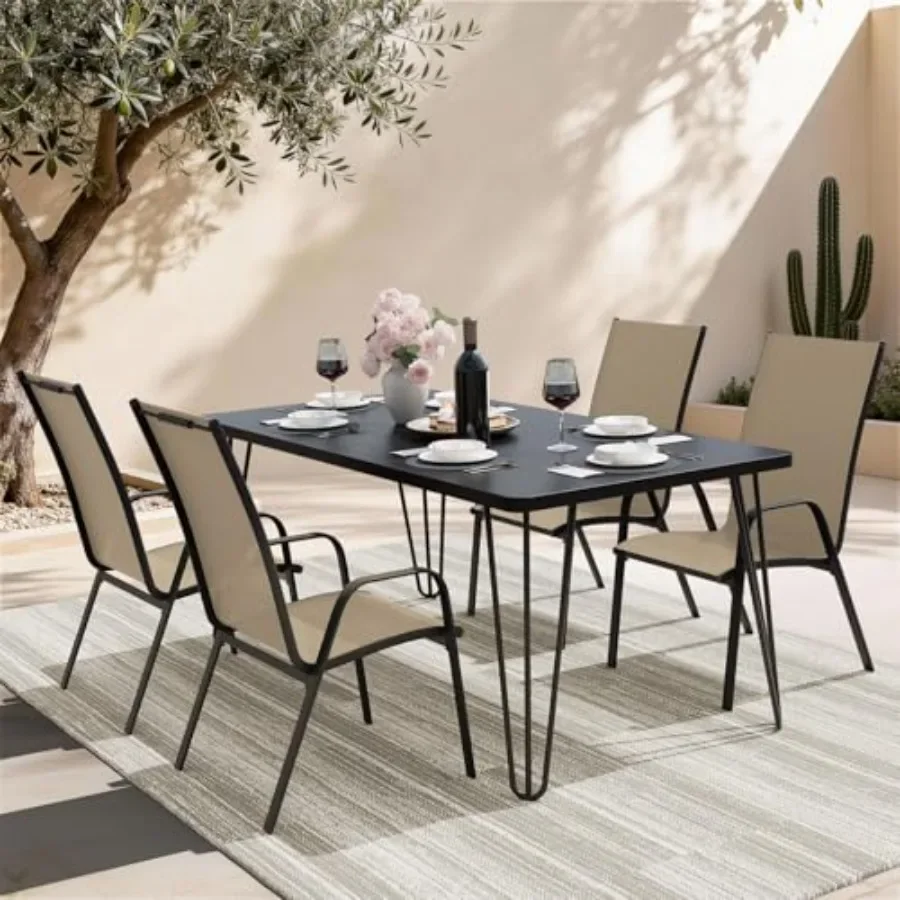 Patio Dining Chairs Set of 4, Stackable Outdoor Chairs