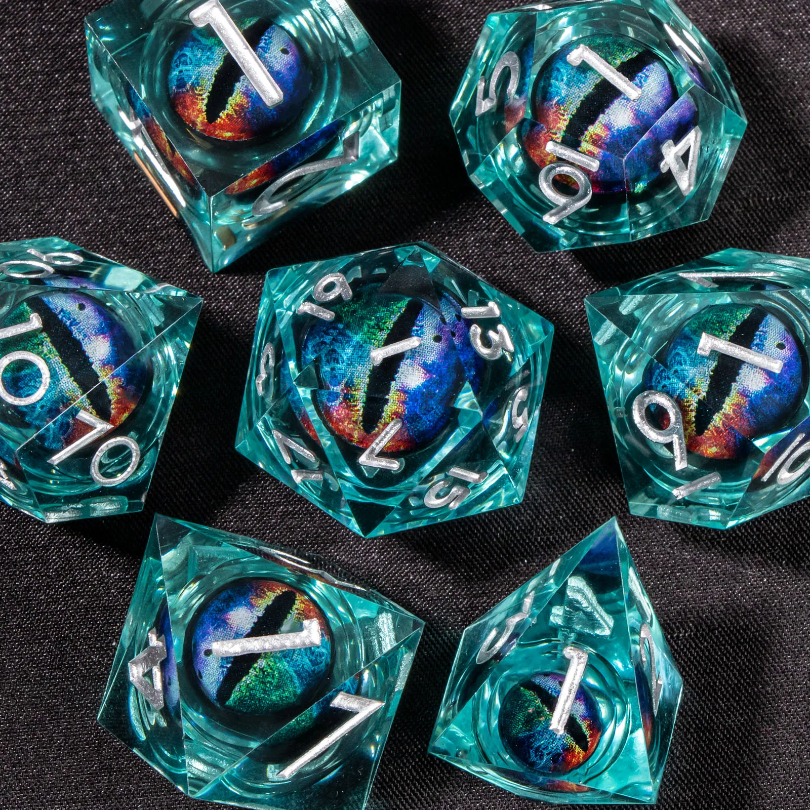 

Eye Resin Sharp Edge Dice Set DND for Dungeon and Dragon, Liquid Core D&D Dice, Role Playing Game Dice D20 D12 D10 D8 D6 D4