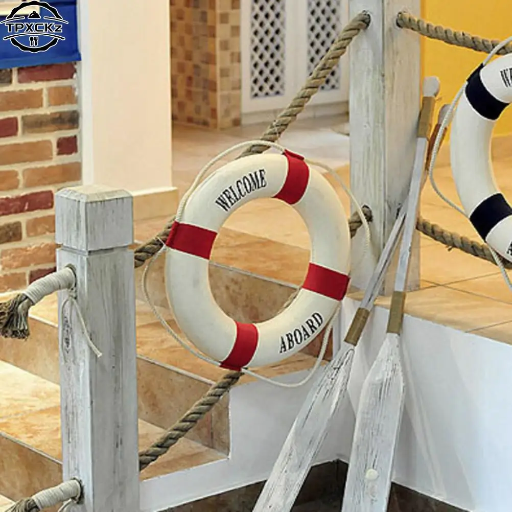 Home Decoration Welcome Wall Ornament Life Buoy Foam Aboard Nautical Life Lifebuoy Ring Boat Wall Hanging Mediterranean Style