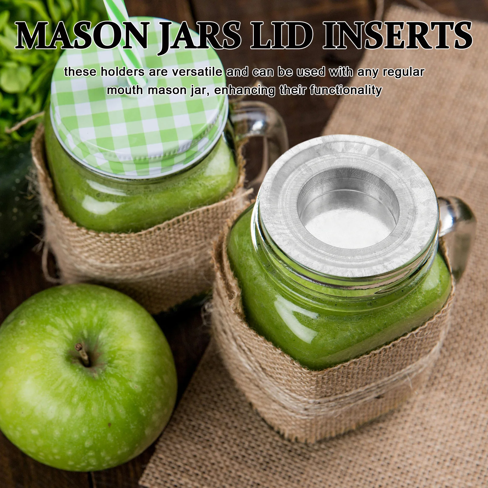 

10pcs Stainless Steel Jar Holder Inserts -- Decorative Metal Lid Converter For Tea Light Candles Sturdy Rustproof Regular