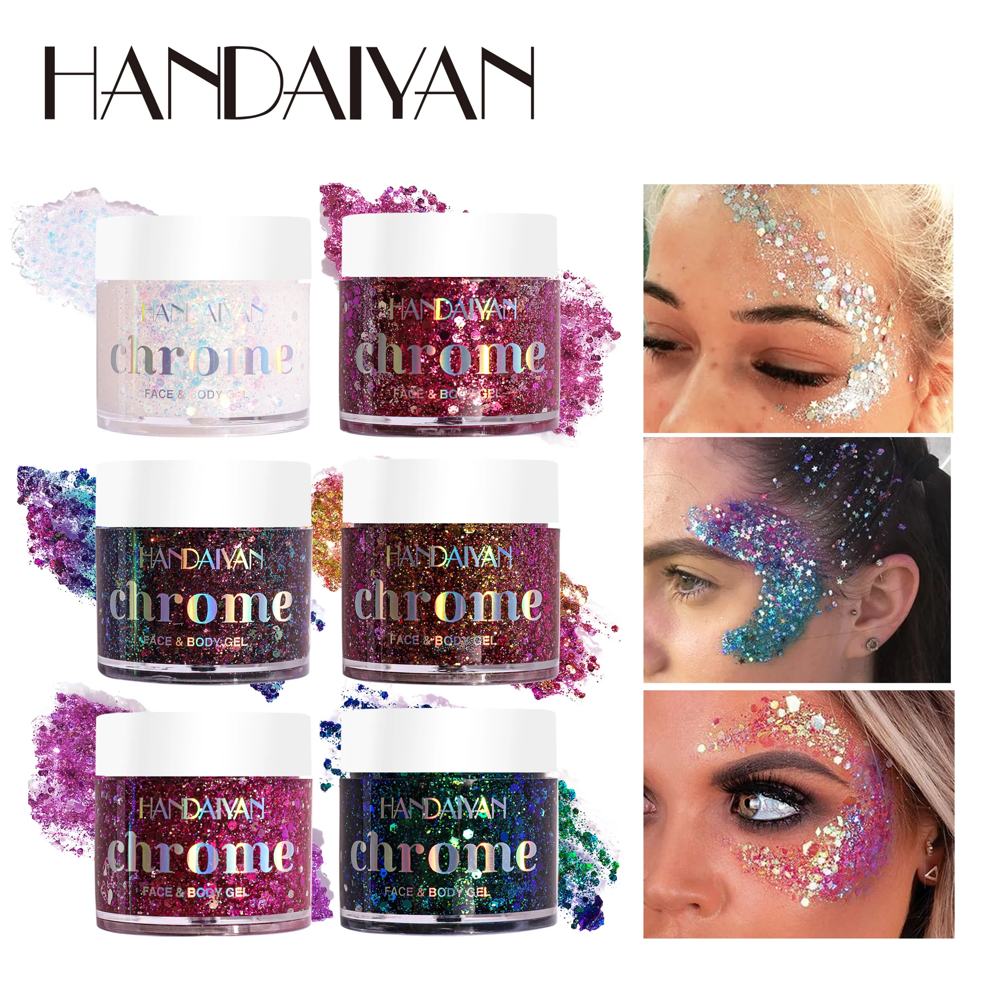 Body Glitter I 6 Colors + Glitter Glue for Face Glitter Makeup, Hair, Eye & Fine Glitter Eyeshadow - Perfect for Halloween