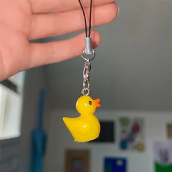 Handmade Minimalist Yellow Rubber Duckling Phone Charm Mobile Cell Phone Pendant Miniblings Rubber Ducks Animal