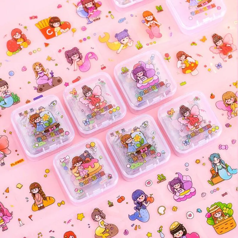 40 box/lot Kawaii Girl Stickers Cute Decorative Stationery Sticker Scrapbooking DIY Diary Album Stick Label