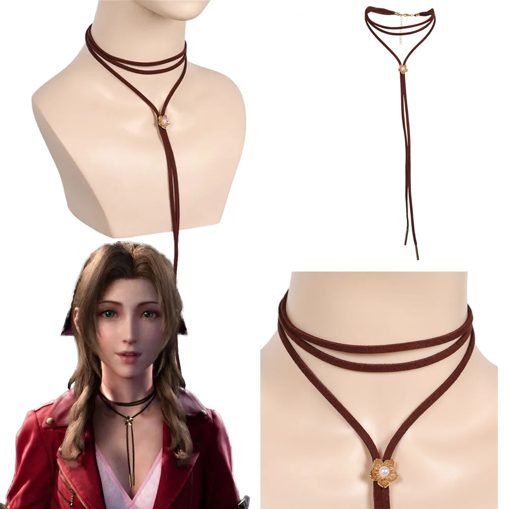 Final Role Play Fantasy VII Aerith Gainsborough Cosplay Costume Women Jacket Dress Up Necklace Outfits Halloween Party Clothes