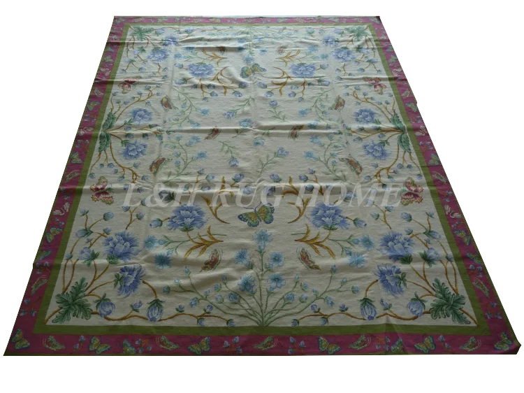 Free shipping 8'x10' needlepoint carpets hand knotted  handmade rugs for home decoration