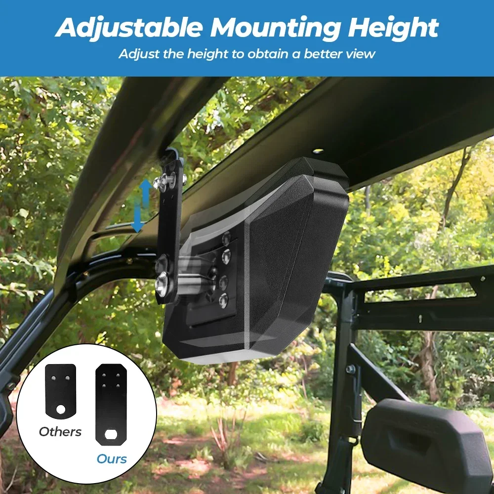 KEMIMOTO UTV Rear View Mirror #2879969 Height Adjustable Compatible with Polaris Ranger 500 570 900 XP 1000 XP / Crew 2017-2023