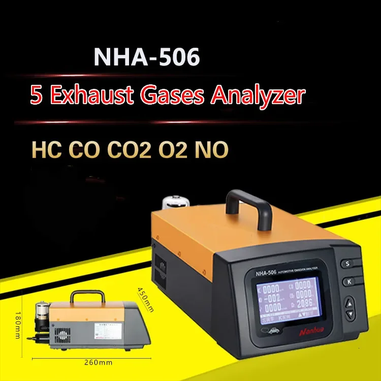 Nanhua Auto Gas Detector Portable NHA-506EN Automotive Exhaust Gas Analyzer NHA506 (5-Gas) support HC/CO/CO2/O2/NO