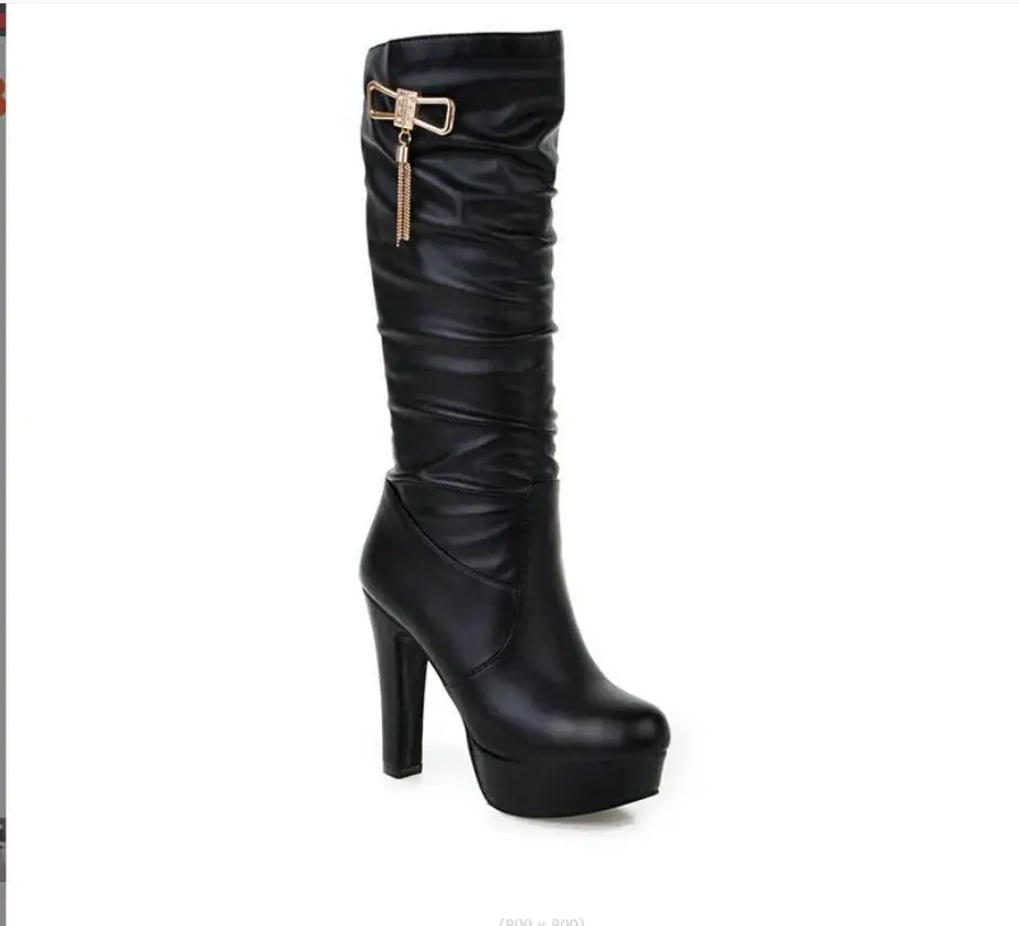 New Autumn Winter Women\'s boots White Knee High Boots Women Comfy Walking Female Western High heeled knight boots Shoes Large si