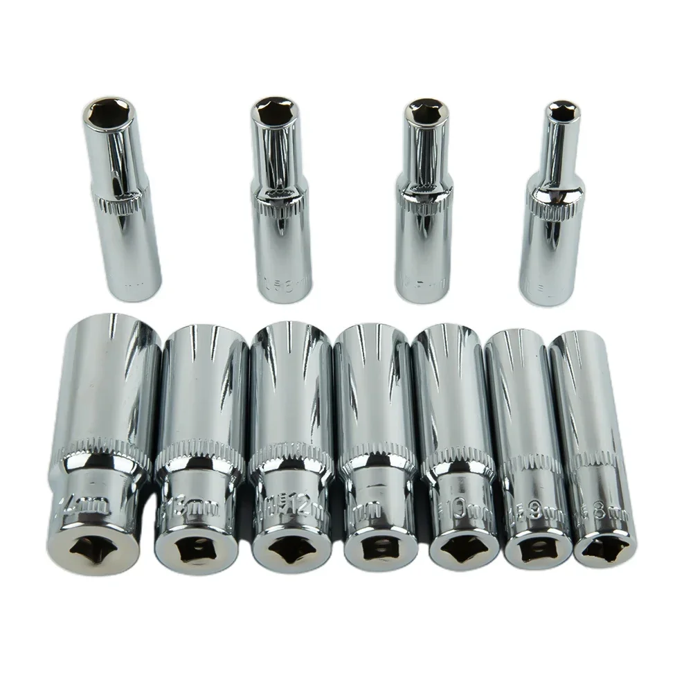 

11pcs Deep Sockets 50mm 1/4 Hex Socket Chromium-vanadium Steel Anti-Corrosion For Impact Drivers And Socket Wrenches Hand Tools