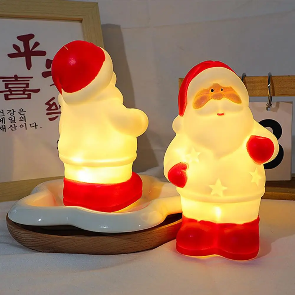 Light Up Santa Claus Night Light Christmas Ornament Shatterproof Vinyl Santa Figurine Lamp Battery Operated Warm Glowing view 6