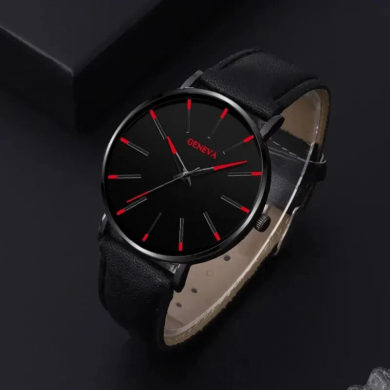 4pcs Black Quartz Watches Bracelet Men Business Casual Round Watch Life Tree PU Leather Bracelets Sets