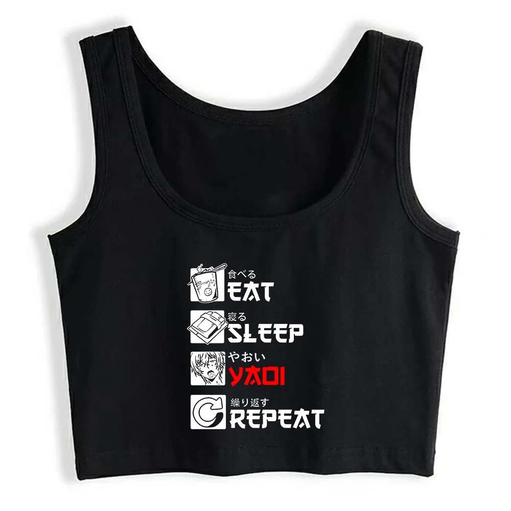 Yaoi Fujoshi аниме Eat Sleep Repeat Design сексуальный укороченный топ Femboy забавные озорные топы на бретелях настраиваемый хлопковый тренировочный камзол