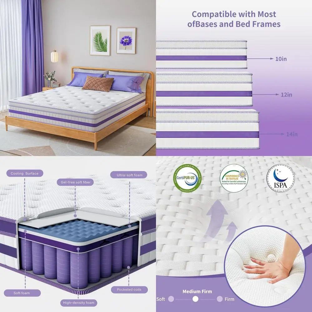 Hybrid Memory Foam Full Mattress 10 Inch Medium Firm for Pressure Relief and Comfortable Sleep