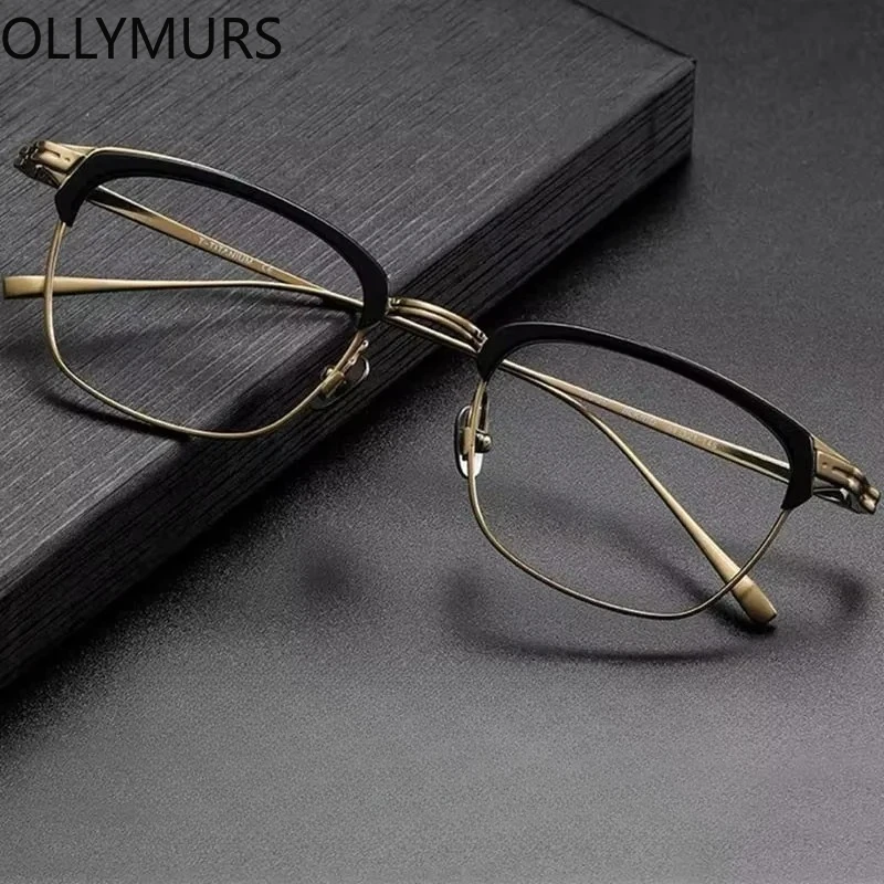 

OLLYMURS Acetate Titanium Glasses Frame Men Fashion Square Optical Spectacle Frame Prescription Myopia Eyewear KJ-26