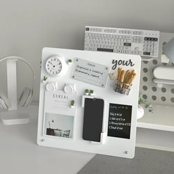 Magnetic Bulletin Board with Stand Magnetic Board for Tabletop with Magnetic Clamp Metal Board for Magnets Display