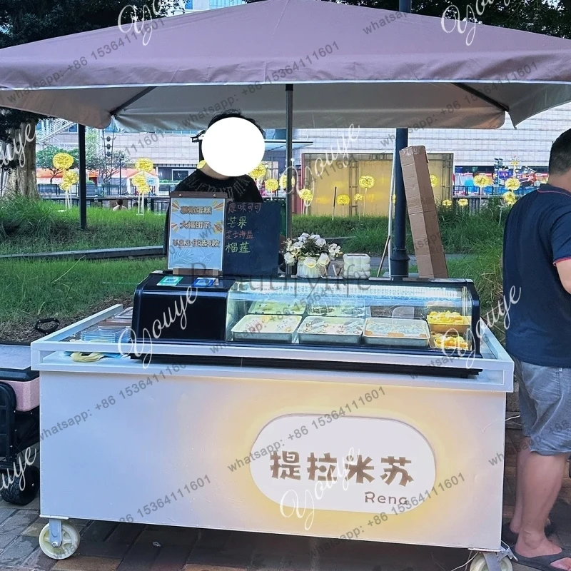 CC Outdoor Ice Cream Cart Mobile Stall Promotional Cart Commercial Display Cart