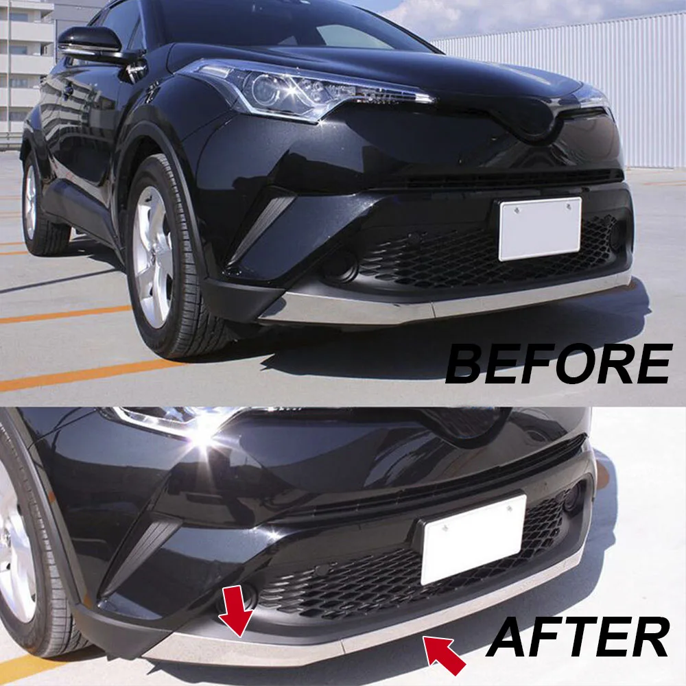 3 pcs Stainless Steel Front Bumper Lip Molding Garnish Trim Cover Lower For Toyota C-HR ZYX10/NGX50 2017 2018 Car Styling