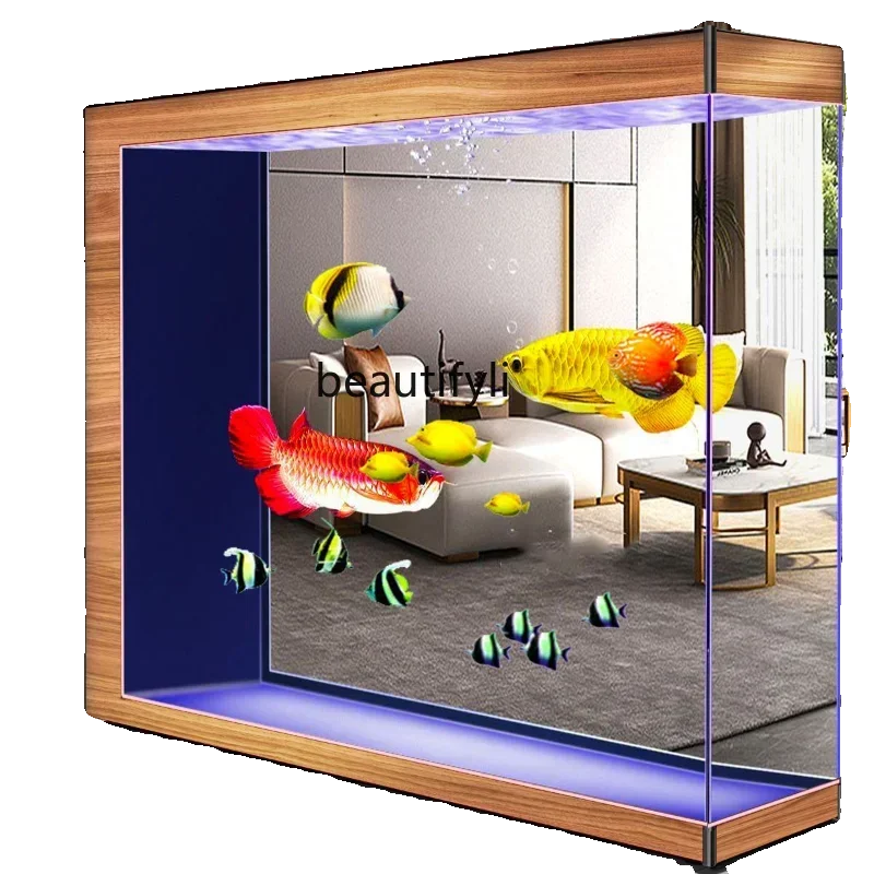 

Full fish tank household new full set of ultra-white glass one-click drainage living room floor partition