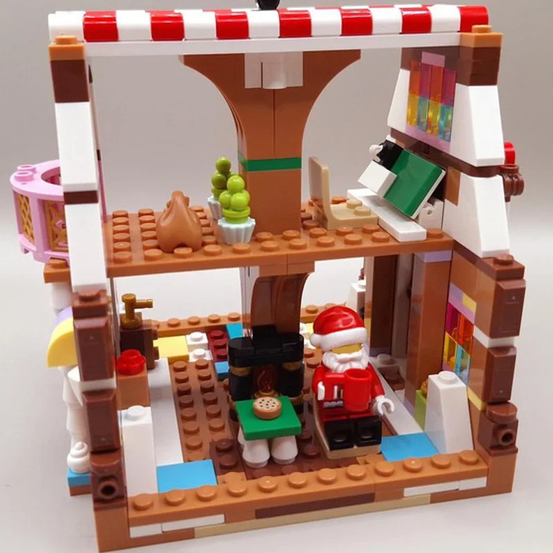 497 PCS MOC Aanpassen Kerst Serie 40809 A-Frame Gingebread Huis Model Bouwsteen Baksteen Creatieve Montage DIY Speelgoed geschenken