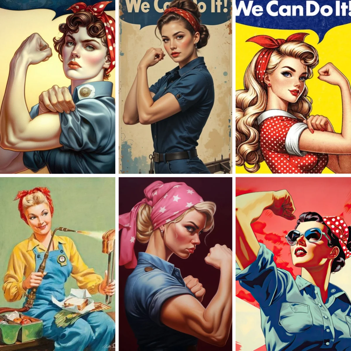 

Full Square Rhinestones We Can Do It Rosie The Riveter Poster DIY Diamond Painting Cross Stitch Diamond Mosaic Home Decor
